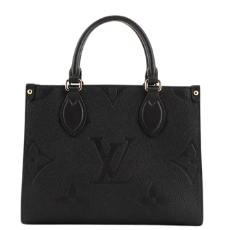 On The Go PM Black Monogram Empreinte Leather Tote Bag