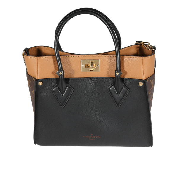 On My Side MM Black Calfskin Monogram Tote Bag